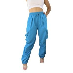 Women's Blue Jewel Cargo Parachute Pants